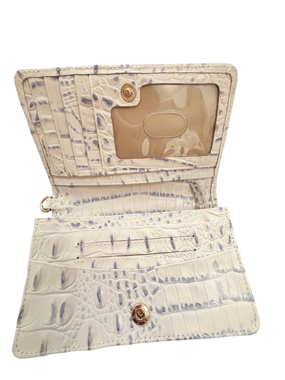 Brahmin navy & white striped melbourne croc embossed satchel + wallet set - Picture 10 of 10